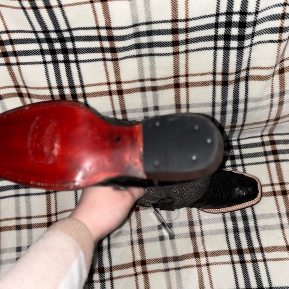 J.B Dillon Black Ostrich Leather Cowgirl Boots - Picture 7 of 10